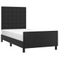 vidaXL Estructura de cama con cabecero cuero sintético negro 90x190 cm vidaXL Estructura de cama con cabecero cuero sintético negro 90x190 cm