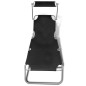 vidaXL Tumbona plegable con toldo acero y tela negro vidaXL Tumbona plegable con toldo acero y tela negro