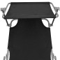 vidaXL Tumbona plegable con toldo acero y tela negro vidaXL Tumbona plegable con toldo acero y tela negro