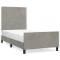 vidaXL Estructura de cama con cabecero terciopelo gris claro 90x200 cm vidaXL Estructura de cama con cabecero terciopelo gris claro 90x200 cm