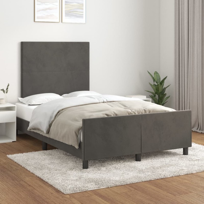 vidaXL Estructura cama con cabecero terciopelo gris oscuro 120x200 cm vidaXL Estructura cama con cabecero terciopelo gris oscuro 120x200 cm
