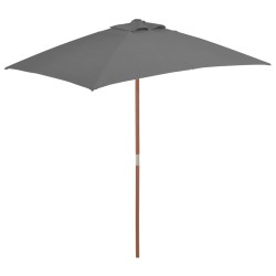 vidaXL Sombrilla de jardín con palo de madera 150x200 cm antracita