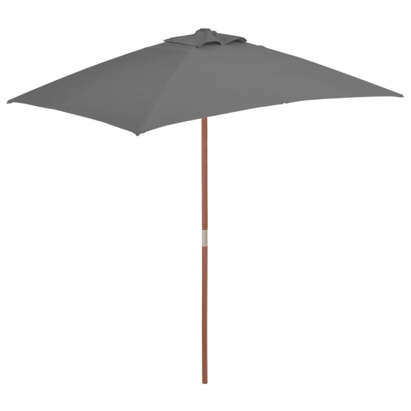 vidaXL Sombrilla de jardín con palo de madera 150x200 cm antracita vidaXL Sombrilla de jardín con palo de madera 150x200 cm antracita
