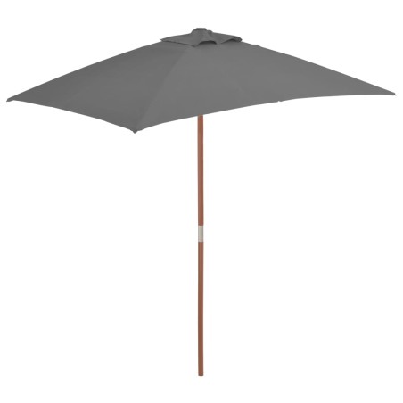 vidaXL Sombrilla de jardín con palo de madera 150x200 cm antracita