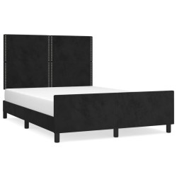 vidaXL Estructura de cama con cabecero de terciopelo negro 140x200 cm