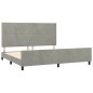 vidaXL Estructura de cama con cabecero terciopelo gris claro 200x200cm vidaXL Estructura de cama con cabecero terciopelo gris claro 200x200cm