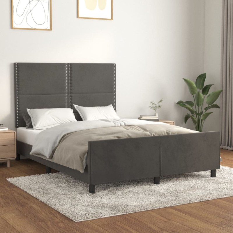 vidaXL Estructura cama con cabecero terciopelo gris oscuro 140x190 cm