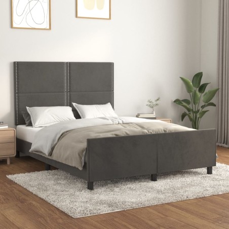 vidaXL Estructura cama con cabecero terciopelo gris oscuro 140x190 cm