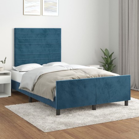 vidaXL Estructura cama con cabecero terciopelo azul oscuro 120x200cm