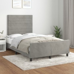 vidaXL Estructura de cama con cabecero terciopelo gris claro 120x200cm