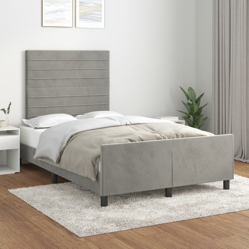 vidaXL Estructura de cama con cabecero terciopelo gris claro 120x200cm