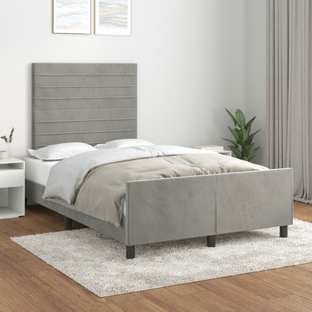 vidaXL Estructura de cama con cabecero terciopelo gris claro 120x200cm