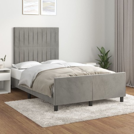 vidaXL Estructura de cama con cabecero terciopelo gris claro 120x200cm