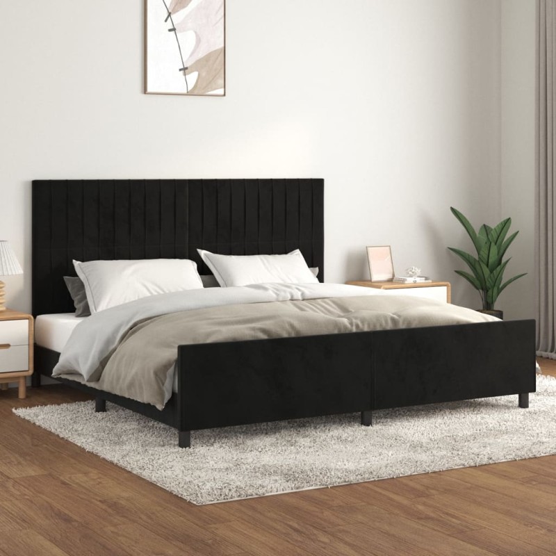 vidaXL Estructura de cama con cabecero de terciopelo negro 200x200 cm vidaXL Estructura de cama con cabecero de terciopelo negro 200x200 cm