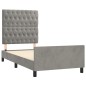 vidaXL Estructura de cama con cabecero terciopelo gris claro 100x200cm
