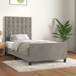 vidaXL Estructura de cama con cabecero terciopelo gris claro 100x200cm