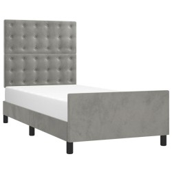 vidaXL Estructura de cama con cabecero terciopelo gris claro 100x200cm