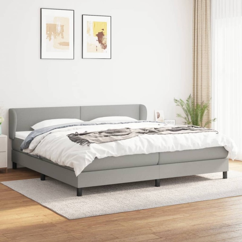 vidaXL Cama box spring con colchón tela gris claro 200x200 cm vidaXL Cama box spring con colchón tela gris claro 200x200 cm