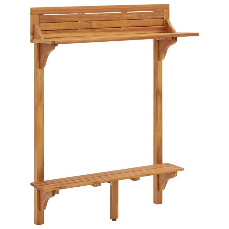 vidaXL Mesa alta de balcón de madera de acacia maciza 90x37x122,5 cm