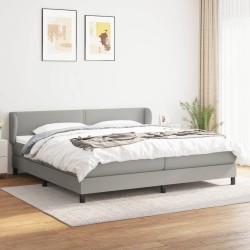 vidaXL Cama box spring con colchón tela gris claro 200x200 cm