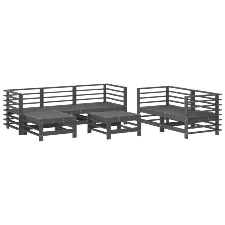 vidaXL Juego de muebles de jardín 7 piezas madera maciza de pino gris