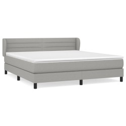 vidaXL Cama box spring con colchón tela gris claro 180x200 cm