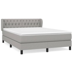 vidaXL Cama box spring con colchón tela gris claro 140x200 cm