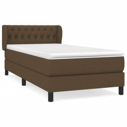 vidaXL Cama box spring con colchón tela marrón oscuro 100x200 cm