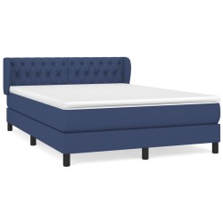 vidaXL Cama box spring con colchón tela azul 140x200 cm