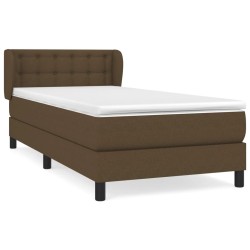 vidaXL Cama box spring con colchón tela marrón oscuro 90x190 cm