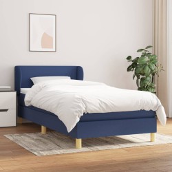 vidaXL Cama box spring con colchón tela azul 100x200 cm