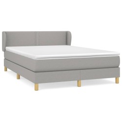 vidaXL Cama box spring con colchón tela gris claro 140x190 cm