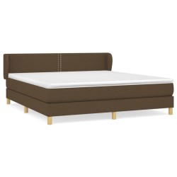 vidaXL Cama box spring con colchón tela marrón oscuro 160x200 cm