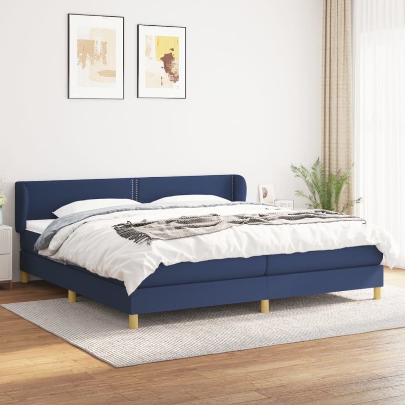 vidaXL Cama box spring con colchón tela azul 200x200 cm vidaXL Cama box spring con colchón tela azul 200x200 cm