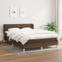 vidaXL Cama box spring con colchón tela marrón oscuro 140x190 cm