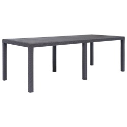 vidaXL Mesa de jardín de plástico aspecto ratán marrón 220x90x72 cm 