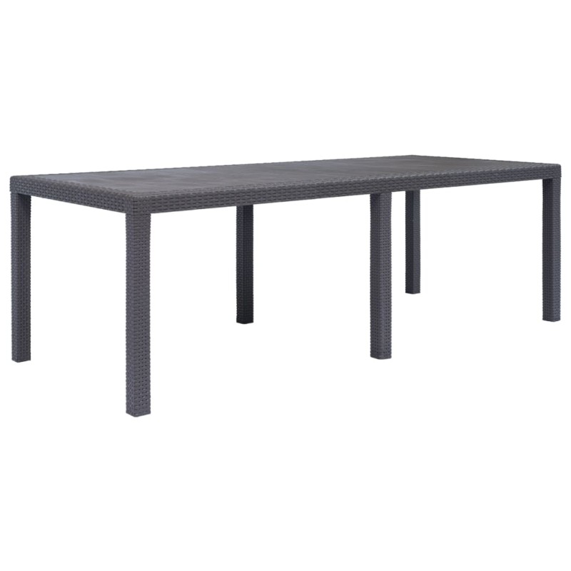 vidaXL Mesa de jardín de plástico aspecto ratán marrón 220x90x72 cm vidaXL Mesa de jardín de plástico aspecto ratán marrón 220x90x72 cm