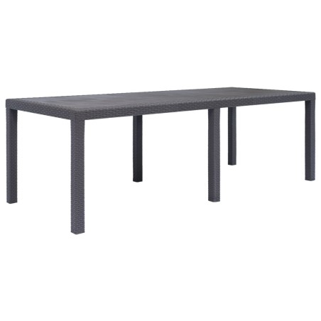 vidaXL Mesa de jardín de plástico aspecto ratán marrón 220x90x72 cm 