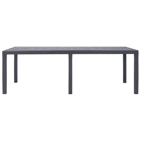 vidaXL Mesa de jardín de plástico aspecto ratán marrón 220x90x72 cm 