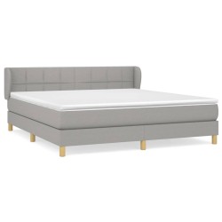 vidaXL Cama box spring con colchón tela gris claro 160x200 cm