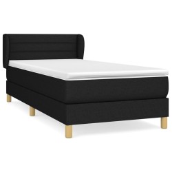 vidaXL Cama box spring con colchón tela negro 90x190 cm