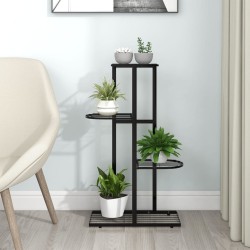 vidaXL Soporte de flores de 4 estantes de metal negro 43x22x76 cm