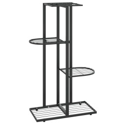 vidaXL Soporte de flores de 4 estantes de metal negro 43x22x76 cm