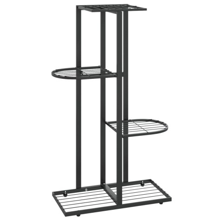 vidaXL Soporte de flores de 4 estantes de metal negro 43x22x76 cm