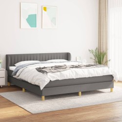 vidaXL Cama box spring con colchón tela gris oscuro 180x200 cm