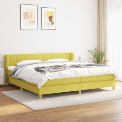vidaXL Cama box spring con colchón tela verde 200x200 cm