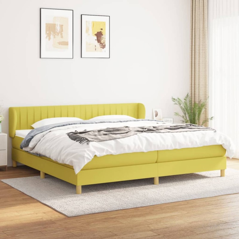 vidaXL Cama box spring con colchón tela verde 200x200 cm vidaXL Cama box spring con colchón tela verde 200x200 cm