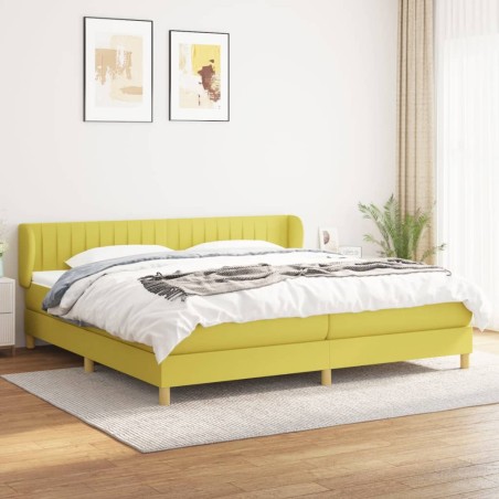 vidaXL Cama box spring con colchón tela verde 200x200 cm