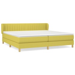 vidaXL Cama box spring con colchón tela verde 200x200 cm