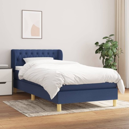 vidaXL Cama box spring con colchón tela azul 80x200 cm